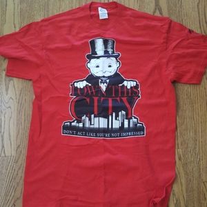 Large red i own this city red cotton t shirt